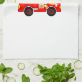 Bunny Riding Firetruck Easter Day Firefighter Happ Theedoek (Gevouwen)