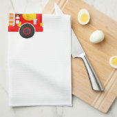 Bunny Riding Firetruck Easter Day Firefighter Happ Theedoek (Quarter Fold)