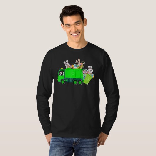 Bunny Riding Garbage Easter Day Bunny T-shirt (Voorkant volledig)