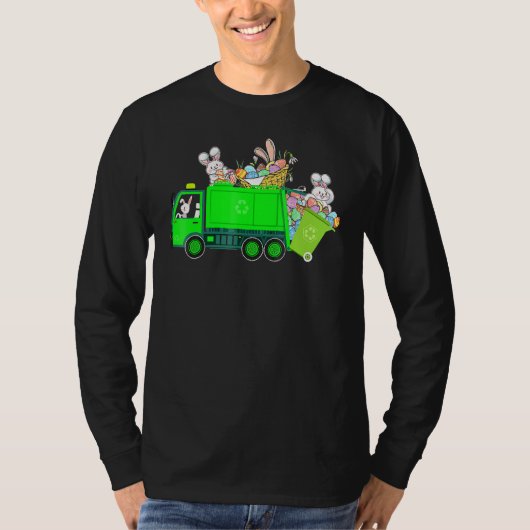 Bunny Riding Garbage Easter Day Bunny T-shirt (Voorkant)