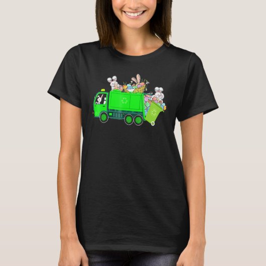 Bunny Riding Garbage Easter Day Bunny T-shirt (Voorkant)