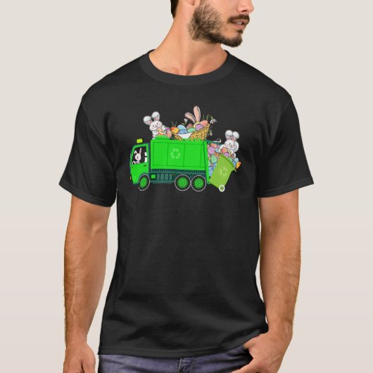 Bunny Riding Garbage Truck Easter Day Bunny Garbag T-shirt (Voorkant)