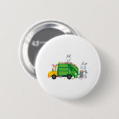 Bunny Riding Garbage Truck Funny Easter Kinder Jon Ronde Button 5,7 Cm (Voorkant /achterkant)