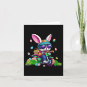 Bunny Riding Motorcycle Easter Eggs Basket Mannen Kaart (Voorkant)