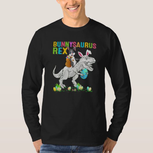 Bunny Riding Rex Easter Bunnysaurus Rex Pasen T-shirt (Voorkant)