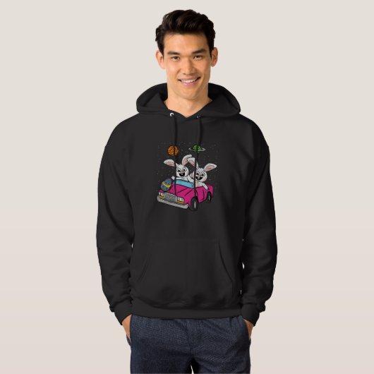 Bunny Riding Space Car Easter Egg Hunting Rabbit S Hoodie (Voorkant volledig)