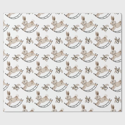 Bunny Rocking Horse Cadeaupapier (Vlak)