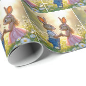 Bunny Romance in een Daisy Field Cadeaupapier (Rol Hoek)