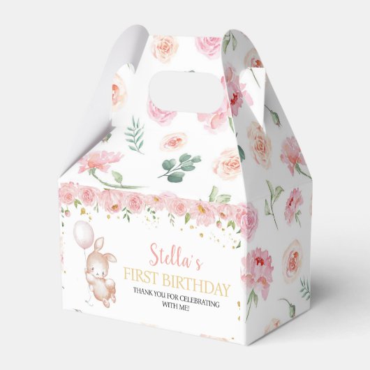 Bunny Roze Ballon Verjaardagsfeestje Favor Box Bedankdoosjes (Achterkant)