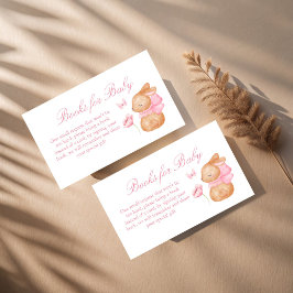 Bunny roze boog baby shower boek aanvraag informatiekaartje