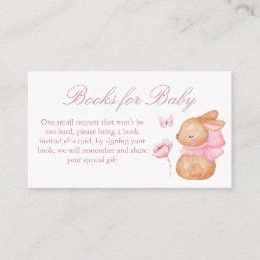 Bunny roze boog baby shower boek aanvraag informatiekaartje (Voorkant)