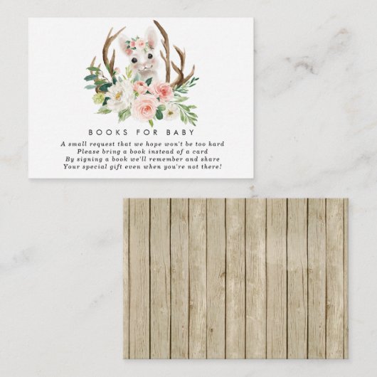 bunny roze florale boeken voor baby boekaanvraag informatiekaartje (Voorkant / Achterkant)