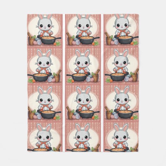Bunny roze kookpatroon fleece deken (Voorkant)
