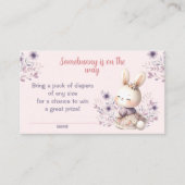 Bunny Roze Paarse Baby shower Luier Raffle Kaart (Voorkant)