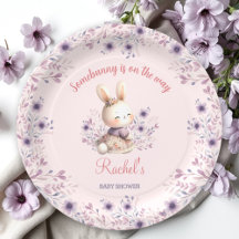 Bunny Roze Paarse Lente Bloemen Meisje Baby shower