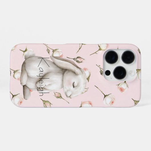 Bunny Rozen Floral iPhone Hoesje (Achterkant horizontaal)