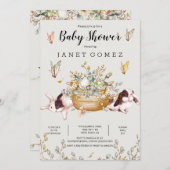 Bunny Rustic Boerderij Country Baby shower Invitat Kaart (Voorkant / Achterkant)