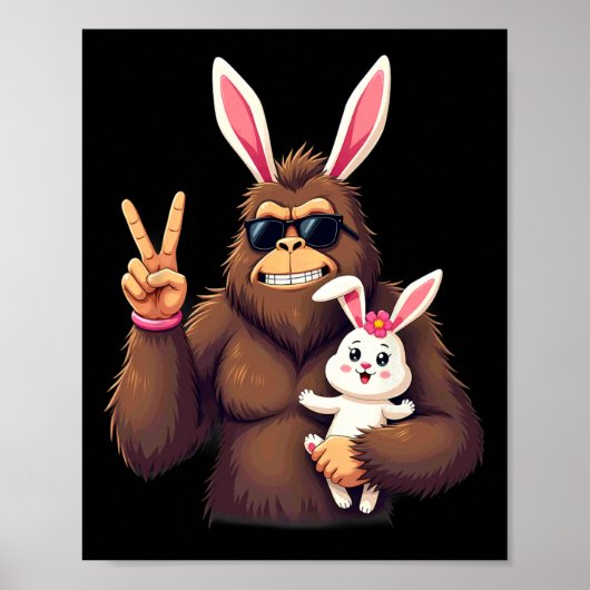 Bunny Sasquatch Bigfoot Zonnebril Pasen 1 Poster (Voorkant)