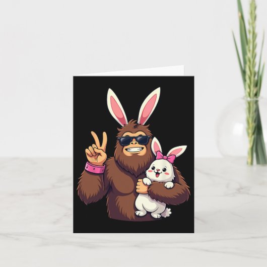 Bunny Sasquatch Bigfoot Zonnebril Pasen Kaart (Voorkant)