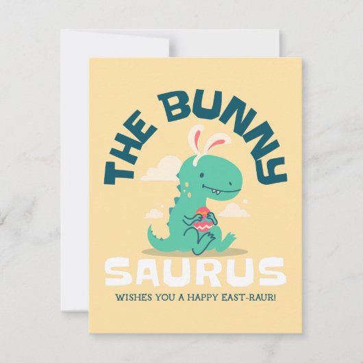 Bunny Saurus Brult Pasen Toe Feestdagenkaart (Voorkant)