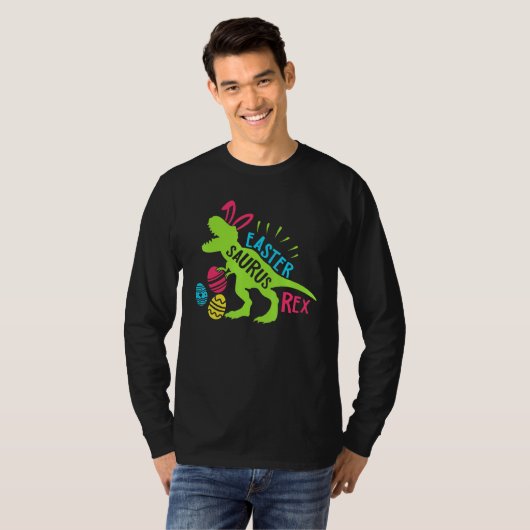 Bunny Saurus Dinosaur Hug Easter Eggs T Rex Easter T-shirt (Voorkant volledig)