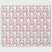 Bunny Schattige Waterverf Roze baby shower Cadeaupapier (Vlak)