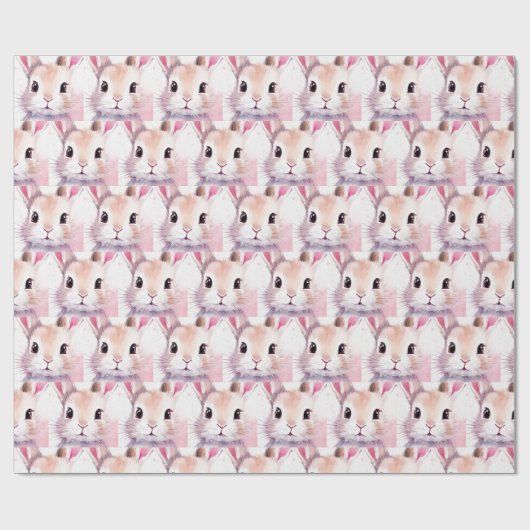 Bunny Schattige Waterverf Roze baby shower Cadeaupapier (Vlak)