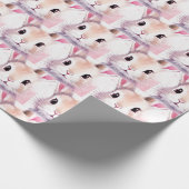 Bunny Schattige Waterverf Roze baby shower Cadeaupapier (Hoek)