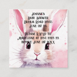 Bunny Schattige Waterverf Roze baby shower Informatiekaartje