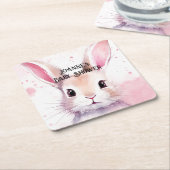 Bunny Schattige Waterverf Roze baby shower Kartonnen Onderzetters (Schuin)