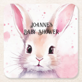 Bunny Schattige Waterverf Roze baby shower Kartonnen Onderzetters