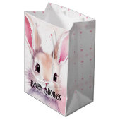 Bunny Schattige Waterverf Roze baby shower Medium Cadeauzakje (Voorkant Gekanteld)
