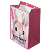 Bunny Schattige Waterverf Roze baby shower Medium Cadeauzakje (Voorkant Gekanteld)
