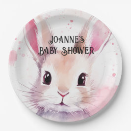 Bunny Schattige Waterverf Roze baby shower Papieren Bordje