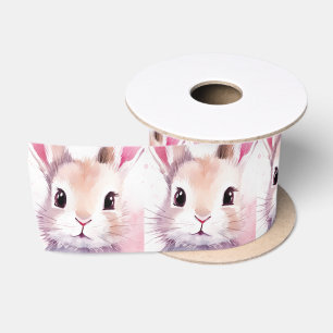 Bunny Schattige Waterverf Roze baby shower Satijnen Lint