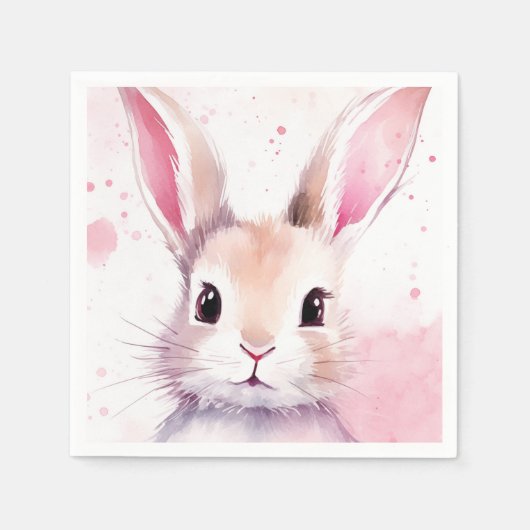 Bunny Schattige Waterverf Roze Servet (Voorkant)