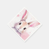 Bunny Schattige Waterverf Roze Servet (Hoek)