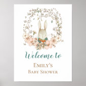 Bunny Script Welkom bij Baby shower Sign. Poster (Voorkant)
