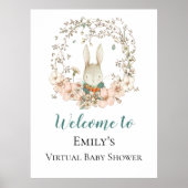  Bunny Script Welkomstvirtueel Baby shower Poster (Voorkant)