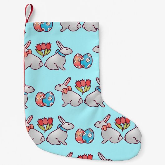 Bunny seamless pattern with easter eggs and a bouq kleine kerstsok (Voorkant)