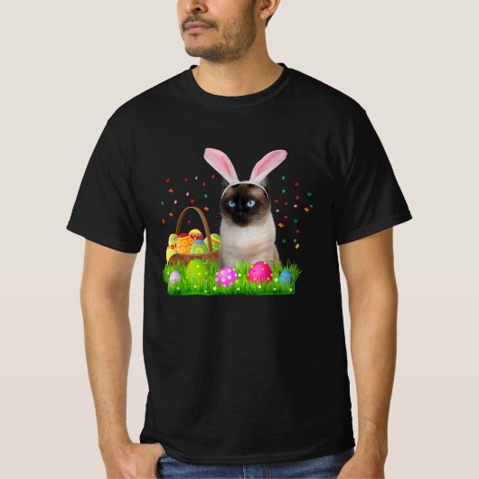 Bunny Siamese Cat Funny Easter Siamese Cat Lover G T-shirt (Voorkant)