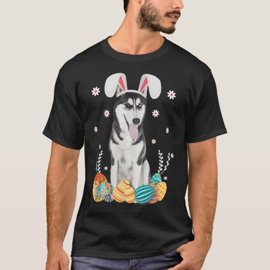 Bunny Siberian Husky Dog Happy Easter Day Egg Hun T-shirt (Voorkant)