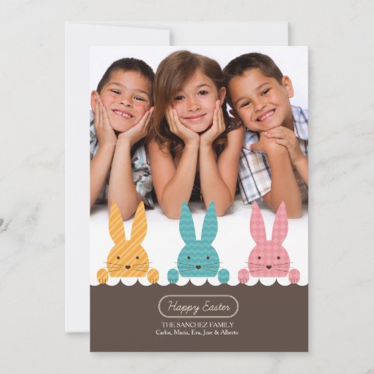 Bunny Siblings Photo Easter Card Feestdagenkaart (Voorkant)