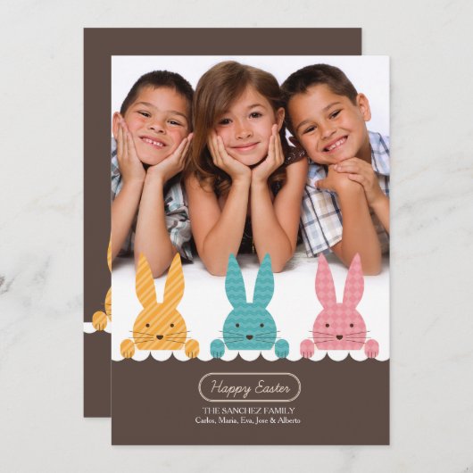 Bunny Siblings Photo Easter Card Feestdagenkaart (Voorkant / Achterkant)