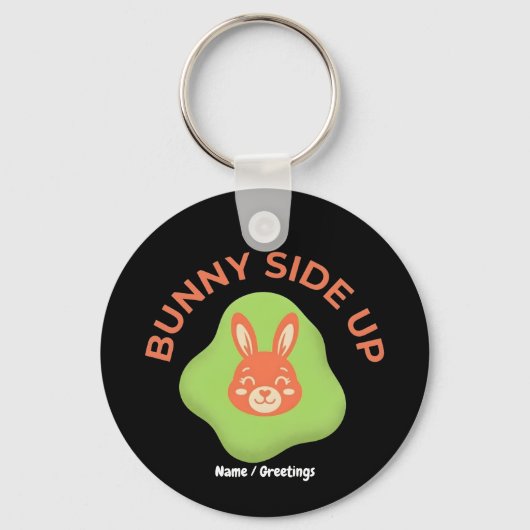 Bunny Side Up Retro Easter Egg Graphic Design  Sleutelhanger (Voorkant)