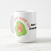 Bunny Side Up Retro Pasen Ei Grafisch Ontwerp Koffiemok (Voorkant links)