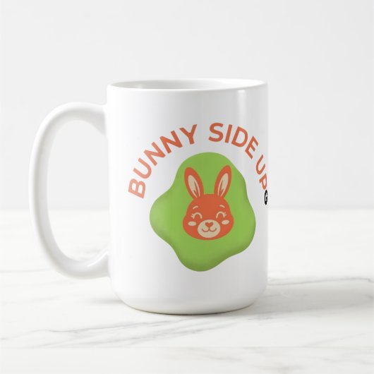 Bunny Side Up Retro Pasen Ei Grafisch Ontwerp Koffiemok (Links)