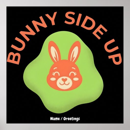 Bunny Side Up Retro Pasen Ei Grafisch Ontwerp Poster (Voorkant)