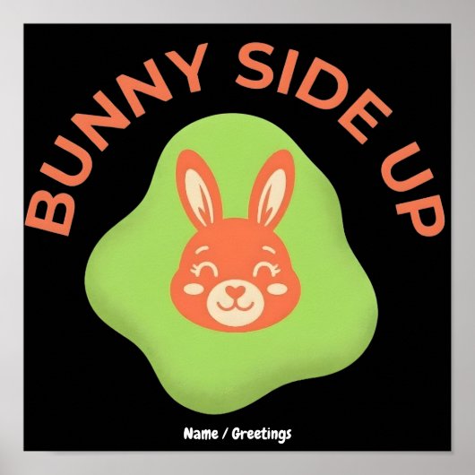 Bunny Side Up Retro Pasen Ei Grafisch Ontwerp Poster (Voorkant)