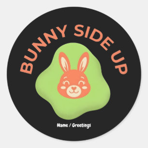 Bunny Side Up Retro Pasen Ei Grafisch Ontwerp Ronde Sticker